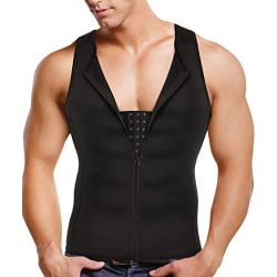 Wonderience Men Shapewear Slimming Body Shaper Compression Shirt Tank top with Zipper Underwear for Tummy Control