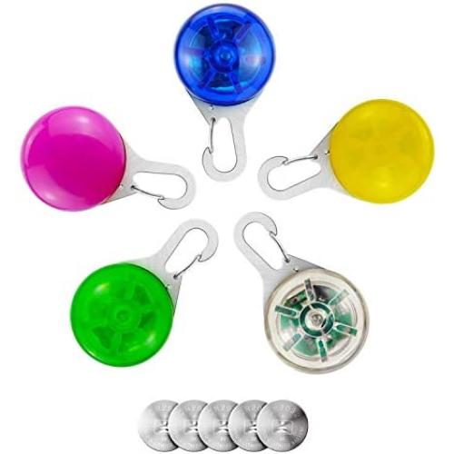 leiwo Dog Collar Light, 5PCS Clip On Led Pet Collar Lights for Dogs Cats Night Walking Waterproof Safety Carabiner with 4 Flashing Modes