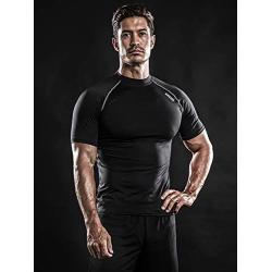 DRSKIN Mens Compression Cool Dry Sports Short Sleeve Shirt Baselayer T-Shirt Athletic Running Rashguard