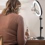 Yefound 9" Portable Led Ring Light with Stand & Cell Phone Holder and Remote Control for Live Streaming in YouTube, Facebook,can Selfie, Take Video,Makeup