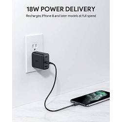 USB C Charger, AUKEY 30W 2-Port iPhone Fast Charger with 18W Power Delivery 3.0, USB C Wall Charger with Foldable Plug, PD Charger for iPad Pro, iPhone SE, iPhone 11 Pro Max, AirPods Pro, Google Pixel