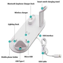 Wireless Charger, 3 in 1 Wireless Charging Station, Charging Dock for iPhone/AirPods, Qi-Certified Fast Wireless Charging Stand iPhone 11/11Pro/11Pro Max/X/XS/XR/Max / 8/8 Plus Samsung (White)