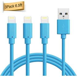 iPhone Charger Lightning Cable, Quntis 3Pack 6.5FT Lightning to USB A Cable MFi Certified Compatible with iPhone Xs Max XR X 8 Plus 7 Plus 6 Plus 5s SE iPad Pro iPod Airpods and More, Blue