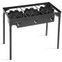 GYMAX Outdoor Stove, 3-Burner High Pressure Propane Gas Camp Stove with Detachable Legs, Perfect for Camping Patio, 225,000-BTU