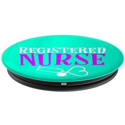 Registered Nurse RN Medical Stethoscope Blue Purple White PopSockets Grip and Stand for Phones and Tablets