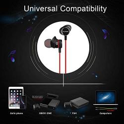 Innens 3.5 MM Wired Gaming Earphone, Noise Cancelling Stereo Bass Gaming in-Ear Earbuds with Mic and Volume Controls for iPhone, Smartphone, Nintendo Switch, PS4, Xbox One, iPad, PC (Red)