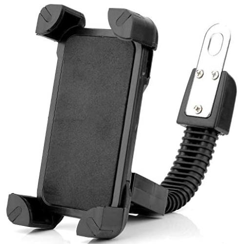 BOBILIFE Motorcycle & Scooter Phone Mount - Universal Cell Phone Rearview Mirror Stand Holder, Anti Shake and Stable Cradle Clamp with 360° Rotation for iPhone Android Smart Phone GPS from 3.5" to 7"