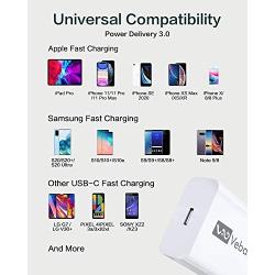 USB C Charger,Vebach 18W Fast Power Delivery Adapter,Ultra-Compact USB-C PD Wall Charger for iPhone 11/11 Pro/11 Pro Max/XS Max/XS/XR,AirPods Pro,iPad Pro,Samsung Galaxy S10/S9,Pixel 3/3 XL and More