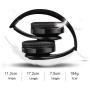 Wireless Headset with Mic, Foldable Bluetooth Headphone with 3.5mm Audio Jack, Built-in Noise Cancelling Microphone, Support for Plug-in Card, for PC, Phone(Black)