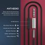 Vogek On Ear Headphones with Mic, Stereo Bass Fold-Flat Headset, Wired Portable Earphones with Microphone, Adjustable Headband and 1.5M Tangle Free Cord for Kids Students Teens Adults, Red