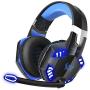 Homgrace Stereo Bass Surround Gaming Headset, Over Ear Gaming Headphones with Mic, Noise Reduction, LED Lights and Volume Control for Laptop, PC, Mac, iPad, Smartphones Blue (Renewed)