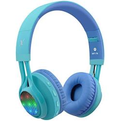 Riwbox WT-7S Bluetooth Headphones, LED Light Up Wireless Foldable Stereo Headset with Microphone and Volume Control for PC/iPhone/TV/iPad (Blue)