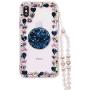 Case for iPhone Xs Cute,Aulzaju iPhone X 5.8 Inch Clear Crystal Rhinestone Case with Ring Stand iPhone Xs Luxury Bling Diamond Fashion TPU Cover with Lanyard for Girl Women-Gray