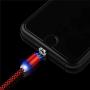 UGI Magnetic Charger Cable 3 in 1 Charging Cable Nylon Braided LED Lighting Cord Compatible with Android,Micro USB,Type C/USB C,i- OS Smartphone Devices (6.6ft L-Shape+3.3ft/6.6ft Straight,3 Pack)
