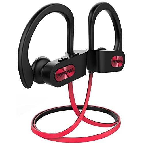 Mpow Flame Bluetooth Headphones V5.0 IPX7 Waterproof Wireless headphones, Bass+ HD Stereo Wireless Sport Earbuds, 7-9Hrs Playtime, cVc6.0 Noise Cancelling Mic for Home Workout, Running, Gym Red