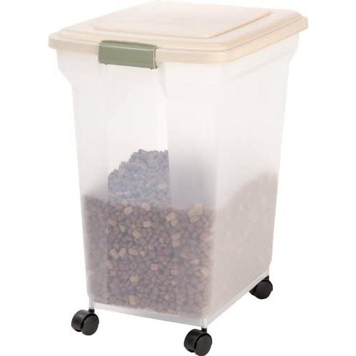 IRIS USA Almond and Clear Airtight Pet Food Storage Container