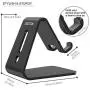 Cell Phone Stand, OMOTON [2 Pack] Phone Holder for Desk, Aluminum Mobile Phone Cradle Dock Compatible with All iPhone and Android Smartphone (Silver&Black)