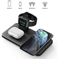 Seneo 3 in 1 Wireless Charger, Wireless Charging Pad for AirPods Pro/2, Charging Dock for iWatch 5/4/3/2, 7.5W Qi Fast Charge for iPhone 11/11 Pro Max/SE 2/XS Max/XR/XS/X/8/8P(No Adapter/iWatch Cable)