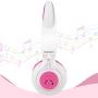 Bluetooth Headphones, Riwbox CT-7 Cat Ear LED Light Up Wireless Foldable Headphones Over Ear with Microphone and Volume Control for iPhone/iPad/Smartphones/Laptop/PC/TV (White&Pink)