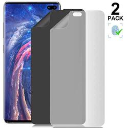[2 Pack] Galaxy S10 Plus Privacy/HD Screen Protector, Anti-Spy Flexibel Film TPU Screen Protector for Galaxy S10 Plus 6.4 Inch 2020 [Support Fingerprint ID] [Case Friendly] [Full Coverage] - Black