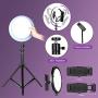 Powsure RGB LED Selfie Ring Light,16 Colors with Tripod Stand &Mirror Dimmable&Phone Holder&Remote Control for TikTok/YouTube/Video/Live Stream/Makeup/Photography Compatible with iPhone Android
