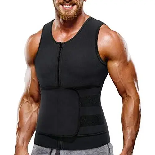 Wonderience Neoprene Sauna Suit for Men Waist Trainer Vest Zipper Body Shaper with Adjustable Tank Top Wonderience Neoprene Sauna Suit for Men Waist Trainer Vest Zipper Body Shaper with Adjustable Tank Top