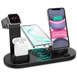 Wireless Charger, 3 in 1 Wireless Charging Station, Charging Dock for iPhone/AirPods, Qi-Certified Fast Wireless Charging Stand iPhone 11/11Pro/11Pro Max/X/XS/XR/Max / 8/8 Plus Samsung (Black)