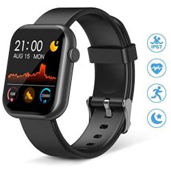 Smart Watch,Fitness Tracker with Heart Rate Monitor,IP67 Waterproof Fitness Watch with Pedometer,Smartwatch Compatible with iOS, Android for Men, Women,Black