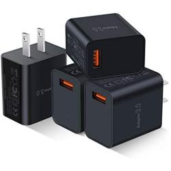 [4-Pack] QC 3.0 USB Wall Charger, Besgoods 18W QC 3.0 USB Charger Adapter Fast Charging Block Compatible Wireless Charger, Samsung Galaxy S9 S8/Note 8 9, iPhone, iPad, LG, HTC 10 and More