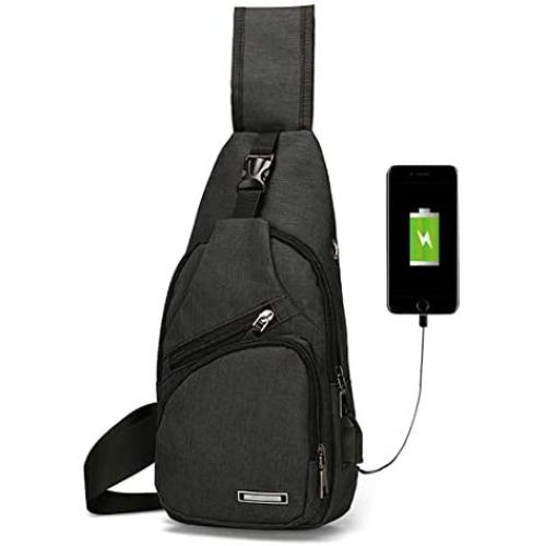Mens Womens Sling Chest Shoulder Bag Outdoor Travel Crossbody Backpack with USB Charging Port Mens Womens Sling Chest Shoulder Bag Outdoor Travel Crossbody Backpack with USB Charging Port