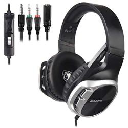 SADES R17 Gaming Headset for PS4 Controller,Xbox One,PC,Laptop,Mac,Tablet,Smartphone,Over Ear Noise-canceling Gaming Headphones with Mic for Nintendo Switch Games(Black&Silver)