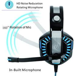 XuBa GM-2 Gaming Headset with Microphone Headphone with LED Light for PS4 Xbox 1 Laptop Tablet Mobile Phones PC Dark Blue