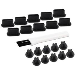 PortPlugs Anti Dust Plugs USB C (10 Pairs) - Compatible with Samsung s10, s8, s9 Plus, Note 9, Pixel, Any Type C with Headset Jack Silicone (Black)