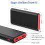 Portable Charger Power Bank 25800mAh [Newest Black-Red Fashion Design] High Capacity External Battery Pack with LED Status Indicator, 2 USB Ports Power Bank for Smart Phones,Tablet and More
