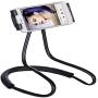 Flexible Long Arms Stand Clip Holder,Hanging on Neck Universal Mobile Phone Stand Loungers Bracket for Mobile Phone Tablet PC Desktop(White)