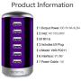 6 Ports Desktop Charging Station,USB Hub Fast Wall Charger with QC 2.1,Compatible for Smart Phones, Tablets, and Other Electronics (Purple)