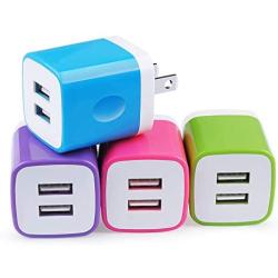 Charging Block Brick, USB Plug, NonoUV 4Pack Dual Port USB Wall Charger Travel Adapter Box Compatible with iPhone 11 Pro Max XR XS X 8 7 6 6S Plus, iPad, Samsung Galaxy S20 S10 S9 S8 Note 10 9 8 A50