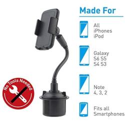 2020 New Benefree Cup Holder Phone Mount Universal Adjustable Gooseneck Cup Holder Cradle Car Mount for Cell Phone iPhone 11/11 pro/Xs/XS/Max/X/8/7 Plus/Galaxy/Huawei(Black)