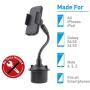 2020 New Benefree Cup Holder Phone Mount Universal Adjustable Gooseneck Cup Holder Cradle Car Mount for Cell Phone iPhone 11/11 pro/Xs/XS/Max/X/8/7 Plus/Galaxy/Huawei(Black)