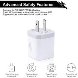 USB Wall Charger, Cube Charger 2 Port Charging Box 4Pack 2.1A/5V Home Travel Charger Plug USB Power Adapter Charging Station Base for iPhone 11 Pro Max XR XS X 8 7 6 6S Plus 5S 5, iPad, iPod, Samsung