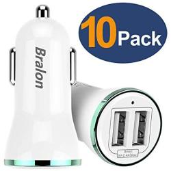 Car Charger[10-Pack],Bralon 12W 2.4A Dual USB Car Charger Adapter with Smart ID Compatible with iPhone 11 Pro Xs Max Xr X 8 7 6 SE Plus,iPad Tablet,Galaxy Note S10 S9 S8 S7 S6,LG and More