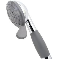 YOO.MEE ADA Handheld Shower Head- For Elderly, Parkinson, Arthritis or People Disabled in Action-w/Extra-Large Silicone Switching Device-w/Comfortable Grip Handle-w/Pause Setting-w/Soft Water, Chrome