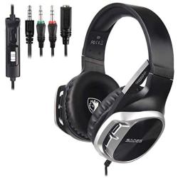 SADES R17 Gaming Headset for PS4 Controller,Xbox One,PC,Laptop,Mac,Tablet,Smartphone,Over Ear Noise-canceling Gaming Headphones with Mic for Nintendo Switch Games(Black&Silver)