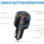 (2020 Upgraded New Version) Bluetooth 5.0 FM Transmitter for Car, QC3.0 Charge, Dual USB Ports, 7 Color RGB LED Backlit Car Adapter, Support Siri Google Assitant, U Disk, SD Card, Hands-Free Car Kit