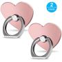 Cellphone Ring Holder Finger Kickstand (2 Pack) - ifab 360° Rotation/Sturdy/Reusable/Grip/Stand/Universal - Compatible with All Smartphones - Rose Gold Heart