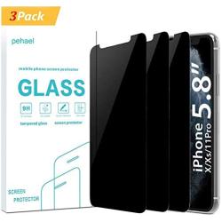 pehael Privacy Screen Protector for iPhone 11 Pro iPhone X iPhone Xs, Anti Spy Black Tempered Glass, Full Coverage, Case Friendly [3 Packs](5.8 inch)