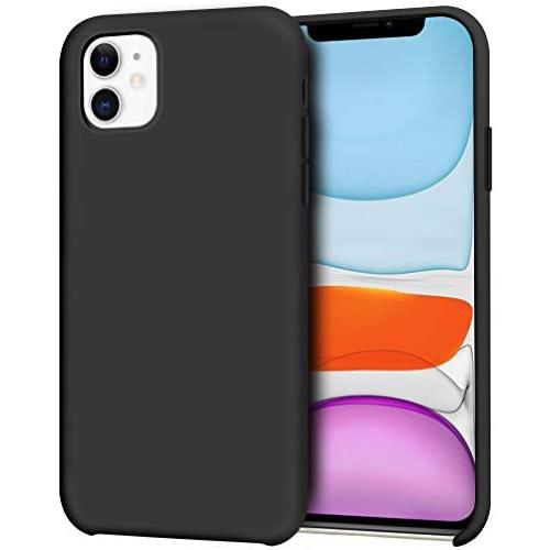 Anuck iPhone 11 Case, Anti-Slip Liquid Silicone Gel Rubber Bumper Case with Soft Microfiber Lining Cushion Slim Hard Shell Shockproof Protective Case Cover for Apple iPhone 11 6.1" 2019 - Black