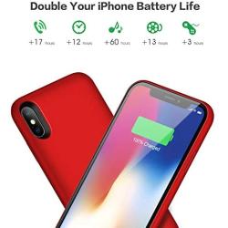 QTshine Battery Case for iPhone X/XS/10, Newest [6500mAh] Protective Portable Charging Case Rechargeable Extended Battery Pack for Apple iPhone X/XS/10(5.8) Backup Power Bank Cover - Red