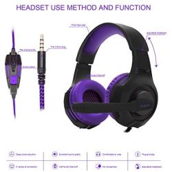 PS4 Headset PC Gaming Headsets for Xbox One - AH68 3.5mm Wire Over Ear Headphone with Mic, Volume Control, Noise Isolating for Playstation4, Laptop,MP3, Smartphones, Tablet