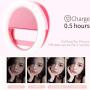 Rechargeable Selfie Camera Ring Light - Portable Clip-on Phone Selfie Fill Light with 36 LED for iPhone/iPad Laptop Android Smartphone Photography, Video, Girl Makes up (Pink)